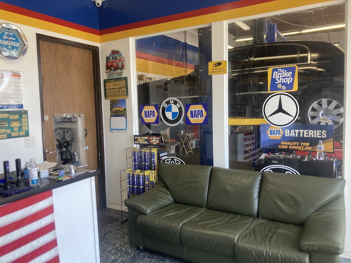 Customer waiting area inside John's Auto Repair